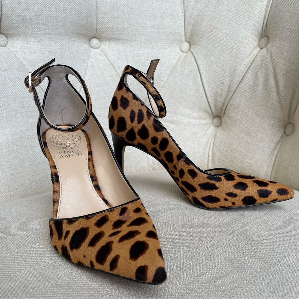Calf hair leather heels
